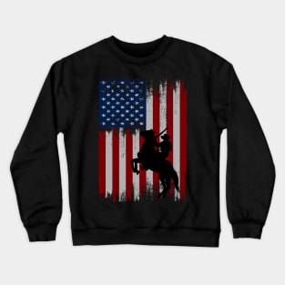 cowboy american flag vintage usa  cowboy Rodeo Roping Horse Riding Crewneck Sweatshirt